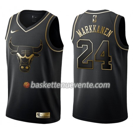 Maillot Basket Chicago Bulls Lauri Markkanen 24 Nike Noir Gold Edition Swingman - Homme